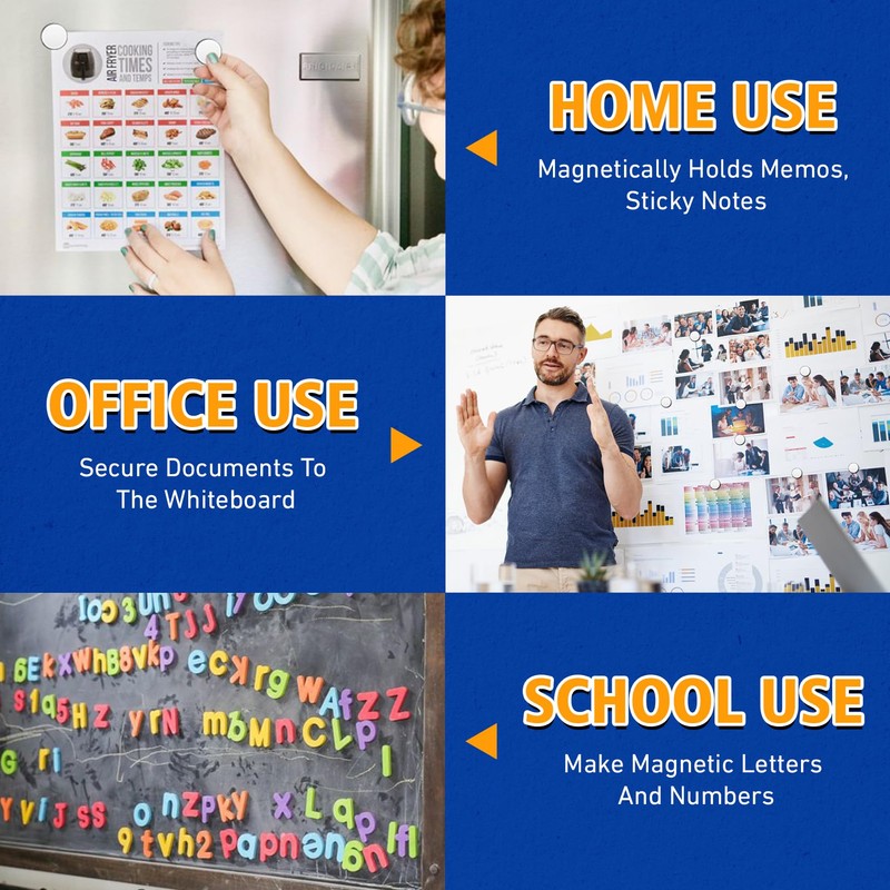 VNDUEEY 50 Pack Magnets, 6x2mm Fridge Magnets for Adults, Whiteboard