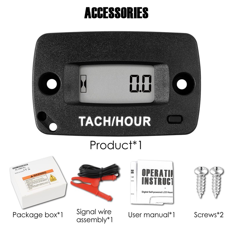 Taikemeti RPM Tachometer, Hour Meter, Waterproof Index IP67, Suitable for
