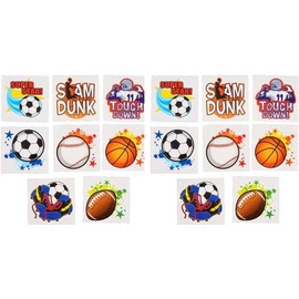 Sports Tattoos | 144 Pc | Soccer Baseball Football Basketball Stocking Stuffers and Favors
