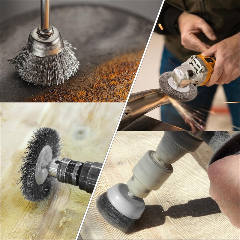 6 Pack Carbon Steel Drill Wire Brush, Cup/ Wheel/ Pen