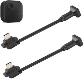 Uogw 2 Pack Extension Cable Compatible with Blink Outdoor 4(4th Gen),5inch Weatherproof Outdoor L-Shaped Flat Power Extension Cord,Female Mirco USB to Male Type C Extender Cord for Blink 4(4th Gen)