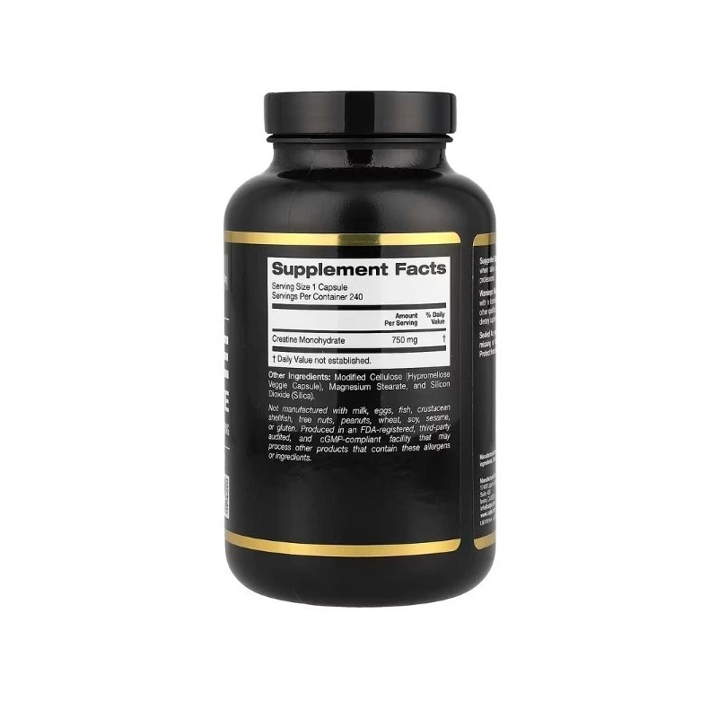 California Gold Nutrition, Sport, Creatine, 750 mg, 240 Veggie Capsules