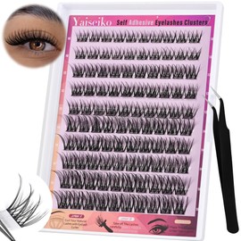 Self Adhesive Lash Clusters Natural Self Adhesive Lashes Clusters Press on Lashes No Glue Needed Wispy C Curl Individual Lashes Kit by Yaiseiko(100Pcs,10-16MM)