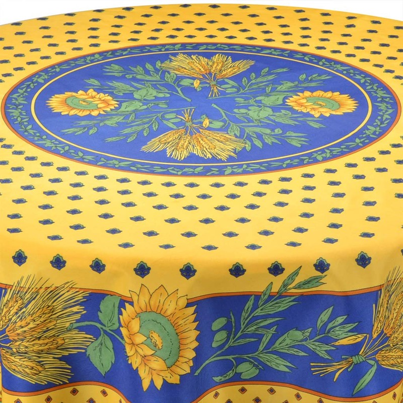 Tournesol Yellow 70" Round French Provencal Polyester Tablecloth