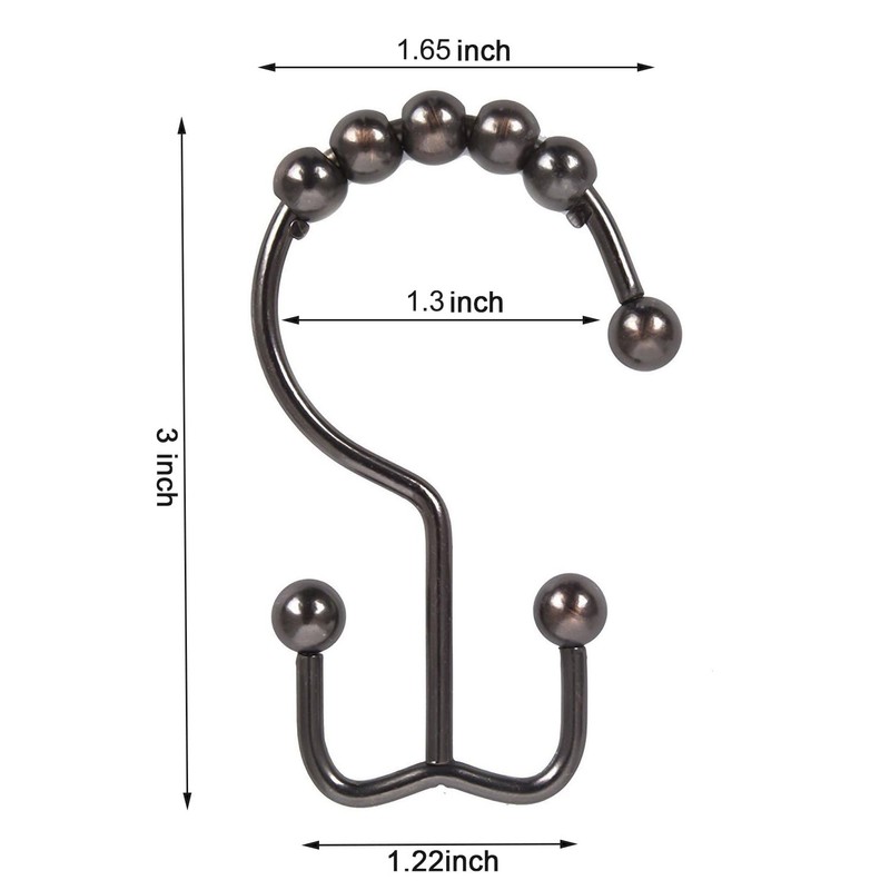 TopAAA Metal Double Glide Roller Shower Curtain Hooks Rings,100% Stainless