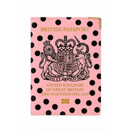 ORCHIDS British Passport Wallet PU Leather Passport Holder Cover for Men and Women (Polka Dot(Baby Pink))