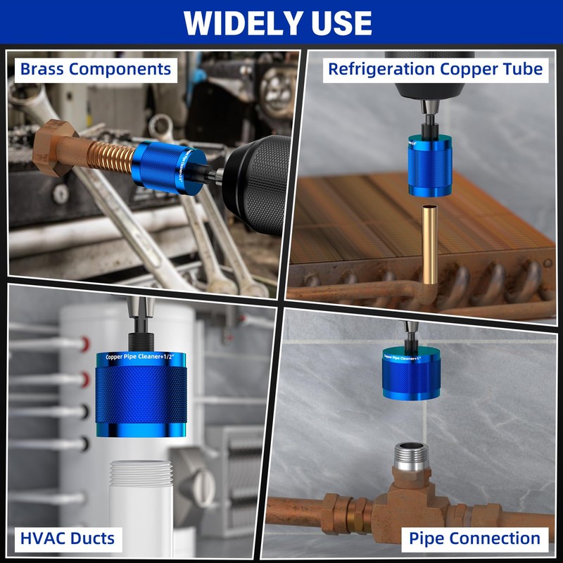 BURMONG Copper Pipe Cleaner Drill 3 Pcs Set (1/2" 3/4"