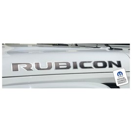 Decal Mods Rubicon Hood Graphic Vinyl Decal fits Jeep Rubicon JL/JT (2018-2024) Matte Black w/Metallic Silver Outline (Set of 2) CMS | UV1R3