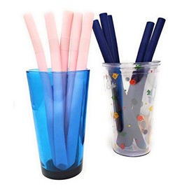 ECO/EGO 10 pack reusable silicone boba tea straws. 9" long. 5 Navy Blue, 5 Pink. Great for work, travel, parties.