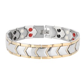 4 In 1 Men Titanium Steel Germanium Magnetic Bracelet  Adjustable Magnet Health Bracelet Gold