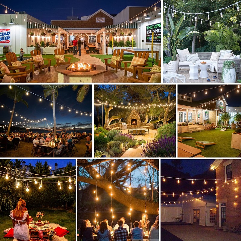 96FT(48×2) LED Outdoor String Lights for Patio with Waterproof Shatterproof