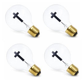 Mandala Crafts 3W Cross Light Bulbs with Crucifix Design (4 Pack) – Catholic & Orthodox Christian Decorative Light Bulb, Religious Accent Lamp, Clear Glass, E26 Base, Church & Home Altar Décor