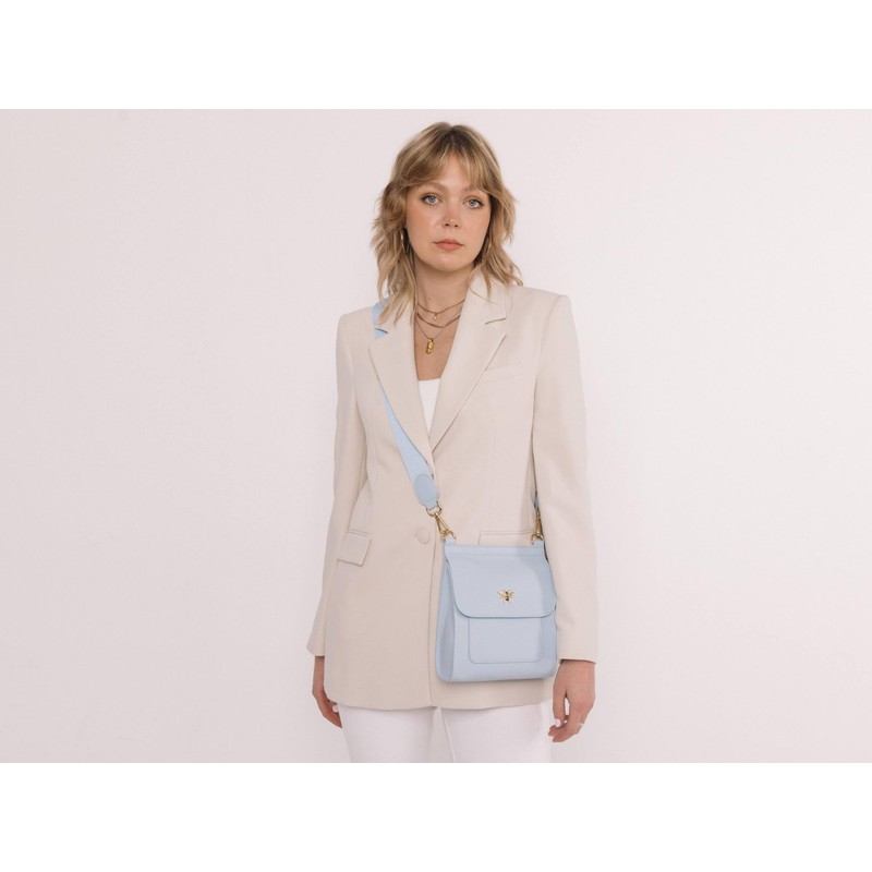 Alice Wheeler Vegan Leather Pastel Crossbody Bag Bee (Pastel Blue)