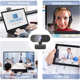 Webcam for PC with Microphone, HD 1080P Streaming Web Cam for PC,MAC, Laptop,Plug and Play USB Camera for Youtube,Skype Video Calling,Face Cam for Studying,Conference,Gaming with Rotatable Clip from UK