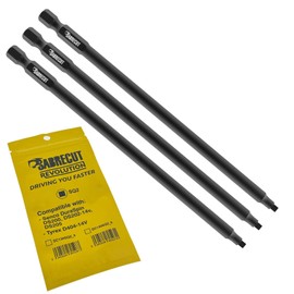3 x SabreCut SC130SQ2_3 130mm SQ2 Compatible with SENCO DuraSpin DS200 DS202 DS202-14v DS205 EA0123 and TYREX D404-14V Autofeed Collated Drywall Screwdriver Gun Bit Single Ended Square No.2 Heavy Duty