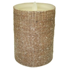 Liown 17958-3.5" X 5" Moving Flame Burlap Candle