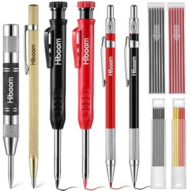 Hiboom 10 Pack Mechanical Carpenter Pencils Set With Sharpener & 36Pcs 2.8Mm Ref