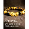 biuufish Feng Shui Bracelet 24K Gold Plated PiXiu Bracelet, Obsidian