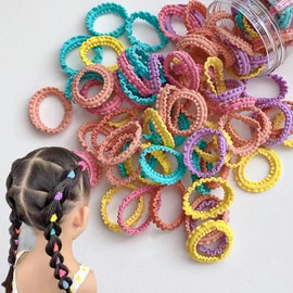 Hair ties for kids, curly hair, girls, 1.2 inches (3 cm), set of 50, children, elementary school students, girls, painless, colorful, no decorations, cute, kindergarten, sports day