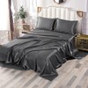 Sfoothome Satin Full Bed Sheet Sets 4Pieces Charcoal Silky Smooth