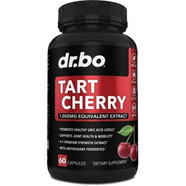 Tart Cherry Extract Capsules Supplement - Purge Uric Acid Flush Cleanse Antioxidant Pills for Rest Support - Tart Cherry Capsules Anthocyanin Supplements Ultra Pure Cherries Vitamins Concentrate Pill