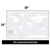 Large Blank World Outline Map Poster, Laminated, 36” x 24”