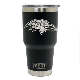 YETI Baltimore Ravens YETI Laser Engraved Colster, 20 or 30 oz Black Tumbler  - Colster BLK - 2 side