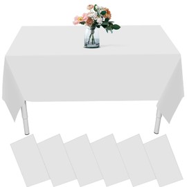 Incisite 6PCS Black Table Cloth, 137x137cm Plastic Table Cover, Disposable Tablecloths, Waterproof Tablecloth Black Tablecloths, Disposable Table Clothes for Parties Weddings Birthday Baby Shower