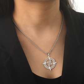 VASSAGO Saint Bridget Cross Necklace Irish Celtic Cross Pendant Necklace Christian Protection Pendant Religious Amulet Jewellery Gift for Women Men, Stainless Steel