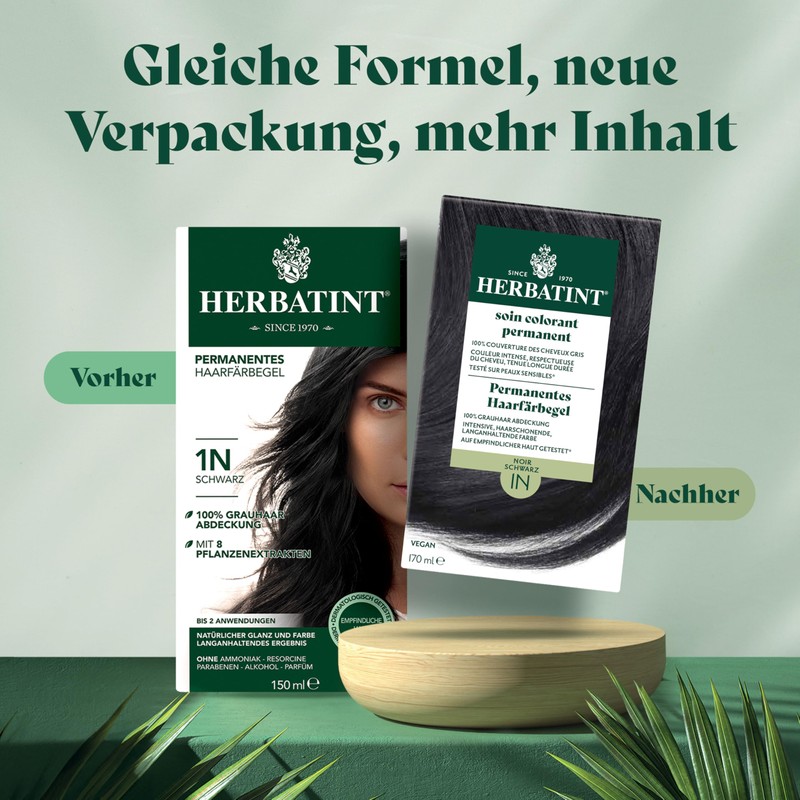 Herbatint Permanent Hair Dye Gel 1N Black - 170 ml