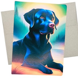 Whitman and Daughter Black Lab Greeting Card, Black Labrador Retriever Birthday Cards (1 Premium Quality Folded Card, Blank Inside, 5X7 Inch) for All Occasions - 496
