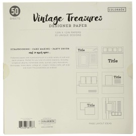 Colorbok Designer Paper Pad, 12" x 12", Vintage Treasures,68117E
