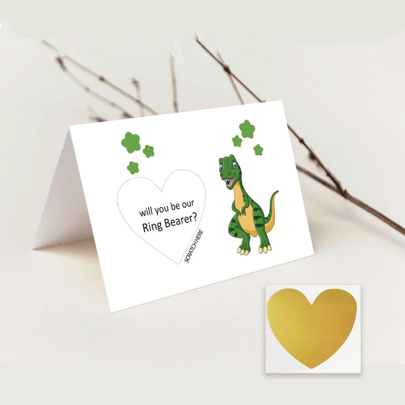Ring Bearer Scratch Off Proposal Card, Dinosaur Ring Bearer Proposal