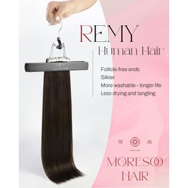 Moresoo Tape-In Real Hair Extensions, 40 Pieces, 60 g, Invisible Tape Extensions, #4 Dark Brown, 12 Inches, 30 cm, Fashion, Straight Hair, Silky Soft