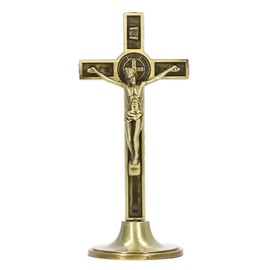 Catholic Cross Hand Made Zinc Alloy Metal Vertical Catholic Crucifix Wall Cross with Removable Base Copper Color