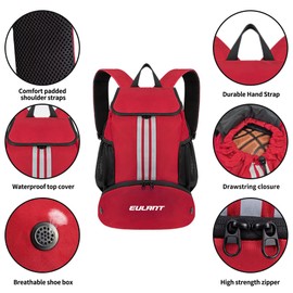 EULANT Football Backpacks with Shoe Compartment,Waterproof Sports Bags for Basketball Swimming Camping Training Beach,Multifunctional Backpack with Bottom Compartment