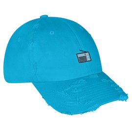 JPAK Radio Vintage Dad Hat Frayed Embroidered Cap Retro Aqua