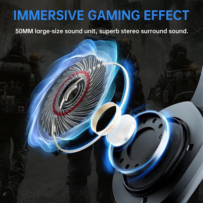 Bluetooth Gaming Headset Multifunction RGB Cool Lighting Low Latency Noise