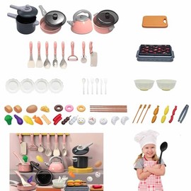61 Piezas Juguete de Cocina para Juegos de imaginación, Mini Utensilios de Cocina, Olla para Sopa, Accesorios de Cocina para niñas y niños
