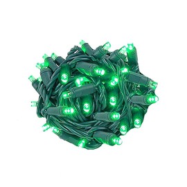 Novelty Lights 70 Light Green LED Christmas Mini String Light Set, UL Listed Indoor/Outdoor, Green Wire, 24 Feet
