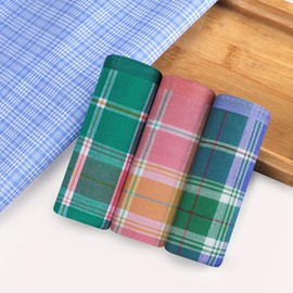 DoreenBeads Handkerchiefs for Men Women, 6Pcs Rainbow Colors Soft Cotton Plaid Hankies for Ladies Gentleman 17"