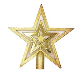 Christmas Tree Topper Star, Christmas Tree Topper Star, Glitter Christmas Tree Star Topper, Plastic Christmas Tree Decoration (Golden)