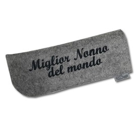Goldi-Design Miglior Nonno del Mondo Glasses Case, grey/black