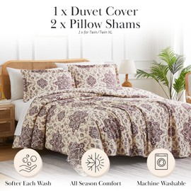 Southshore Fine Living, Inc. Persian Print Queen Size Duvet Cover Set, – Easy Care Full/Queen Bedding – Includes 1 Duvet Cover and 2 Pillow Shams, Machine Washable, Persia Purple