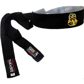 SHIHAN POWER SPORTS Cobra gold Snake Tenugui Samurai Warrior Kendo Headband 200cm Ninja Karate Kid-Daniel LaRusso, BLACK