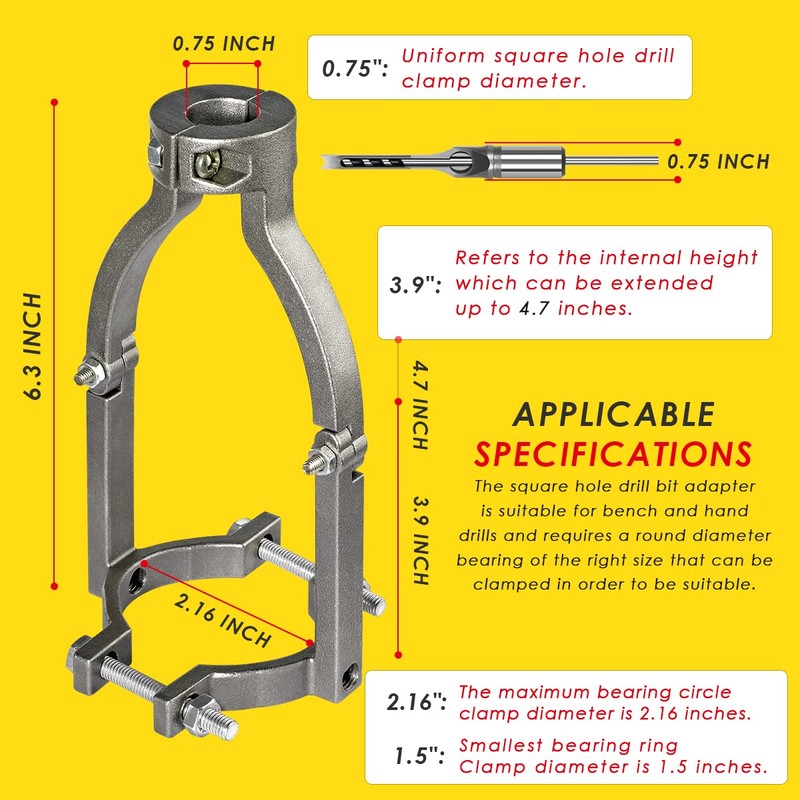Square Hole Drill Bit Adapter for Easy Installation and Disassembly