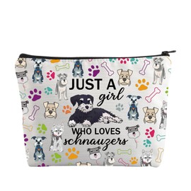 Just a Girl who Loves Schnauzers Gifts for Schnauzer Lover Makeup Bags for Women Schnauzer Cosmetic Travel Toiletry Bag (schnauzer bag)