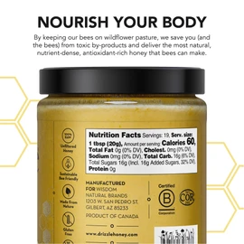 Drizzle Golden Raw Honey - All Natural Pure Raw Honey, Unfiltered & Unheated, Use in Tea & Coffee, Sugar Substitute, Certified Kosher - 13.2 oz Jar (375 g)