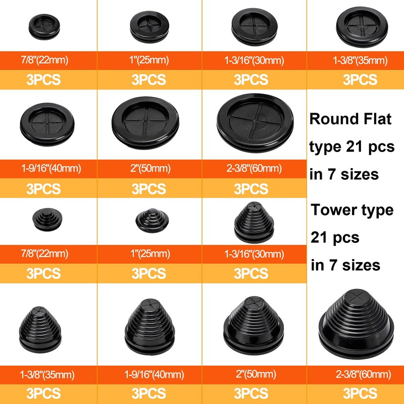 Yarlung 42 Pack Rubber Grommets Assortment Kit for Wire Protection,