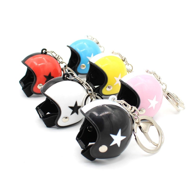 VmG-Store Motorcycle Helmet Retro Keyring with Functional Clasp XL, yellow